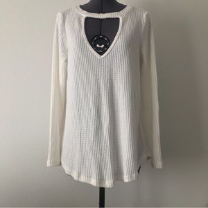 Charlotte Russe Cutout Choker Long Sleeve Top